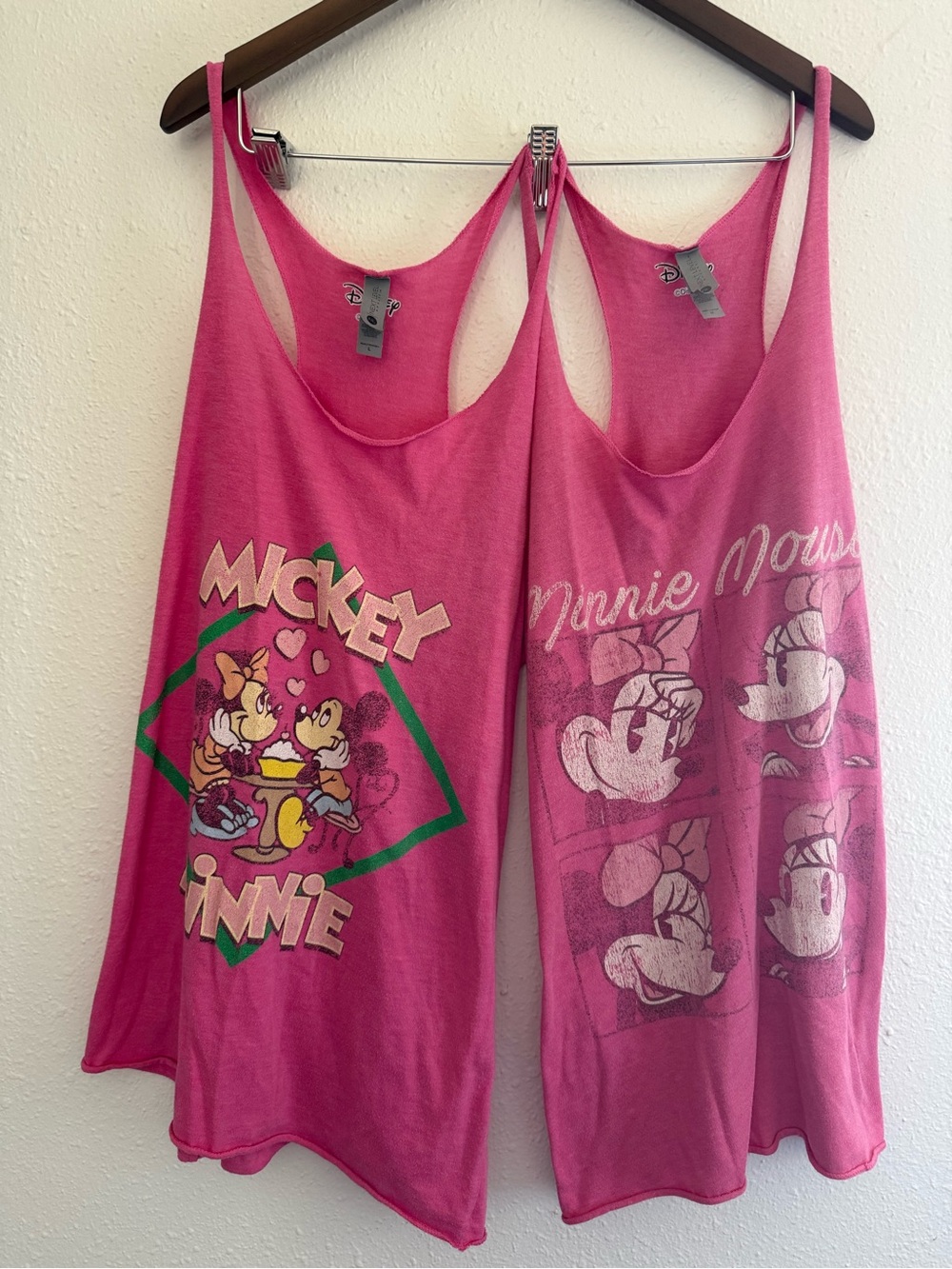 Disney Mickey & Minnie Mouse Pink Racerback Tank Top Bundle Sizes M & L
